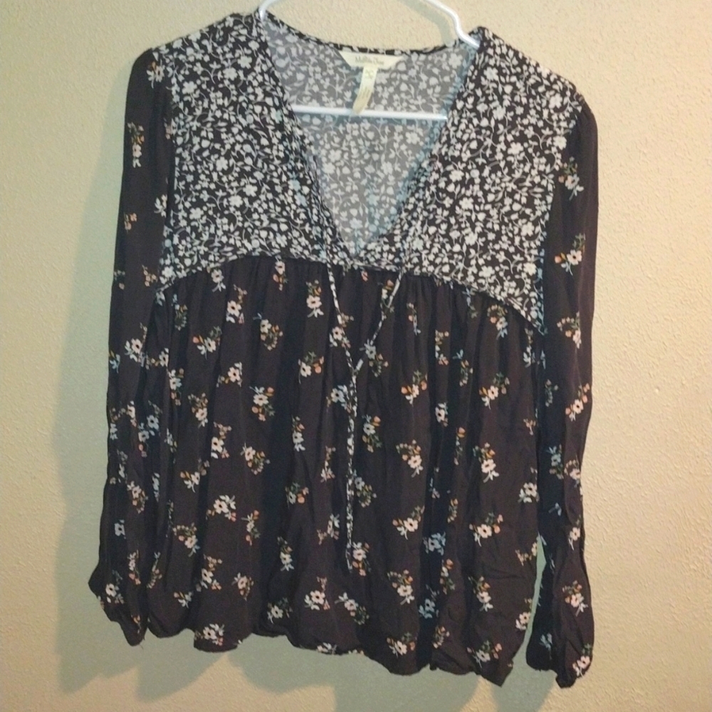 Floral Charcoal Gray Matilda Jane Pullover Top S